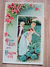 HALLOWEEN Blindfolded Ladies pick Cabbage vintage Gottschalk #2471 Postcard picture