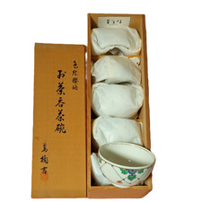 Unused Tachikichi Iroe Sakura Yunomi Tea Cup 5 Set Matcha Green Tea Box picture