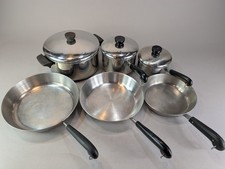 ​Vintage Revere Ware Copper Bottom Cookware Set Lot of 9 Pcs Pots, Pans & Lid picture