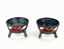 VTG Russian 2 Pcs Hommet Melchior Metal Enamel Boiled Egg Holder picture