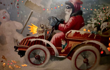 RARE~Hold to Light ~SANTA CLAUS ~Antique ~Novelty HTL Christmas Postcard - picture