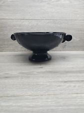 Art Deco Black Amethyst Compote Depression Glass Footed Fruit Bowl Large  picture