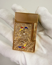 S.T. Dupont Playing Card Joker Embossed Gold Double Flame Lighter gift box picture