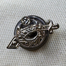 Antique 14k Gold w/Diamond Masonic Shriners Scimitar Crescent Moon Lapel Pin  picture