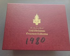 Danbury Mint 1980 Electroplated 23kt Gold Christmas Ornaments Set of 12 W/box picture