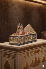 Sphinx pyramid colossal guardian and monumental tomb, Authentic antique picture