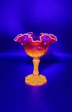 Fenton Amberina Cabbage Rose Compote Candy Dish Pedestal Vintage Glows EUC  picture