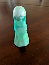 MOSSER GLASS MINI JENNY W/H HUNTER MARK TURQUOISE SLAG GLASS FIGURINE 4.25