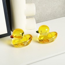 3Pcs Mini Crystal Yellow Duck Figurine Collectible Glass Duck Ornament Gift picture