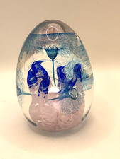 Beckwith Art Glass Paperweight Abstract Pink Blue Aqua - Hand Blown  Signed picture