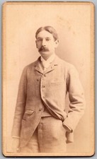 ANTIQUE CDV C. 1880S E. NICKERSON HANDSOME MAN WITH MUSTACHE PORTSMOUTH NEW HAMP picture