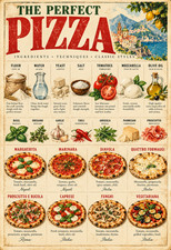 The Perfect Pizza Vintage Italian Food Chart Kitchen Wall Art Poster 13x19 picture
