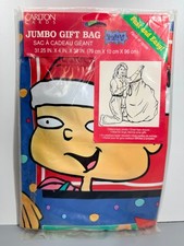 Carlton Cards Christmas Vintage Rugrats Jumbo Gift Bag 1999 Viacom Holiday New picture