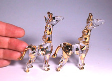 Giraffe figurine 2pcs  handmade blown clear Glass art 2.75