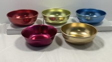 Vtg MCM Jewel Tone Anodized Aluminum Bowls Set of 5 West Bend Sunburst 1950s  picture