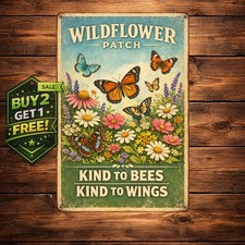Pollinator Friendly Butterfly Vintage Garden Signs Retro Yard Metal Sign picture