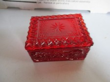 Rare Vintage Indiana Glass Red/ Amberina Trinket Box: Tiara Sandwich Pattern picture