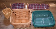 Lot of 5 Longaberger Handwoven Baskets Dates 1990 to 2001 Various Sizes picture
