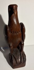 Hand carved Oak eagle sculpture folk art 7 1/2 “Tall Stamped M picture