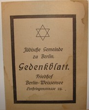 Jewish Judaica 1919 German Germany Berlin Cemetery Funeral Certificate picture