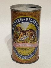Holsten Pilsener empty beer can, straight steel, Germany, OI on lid picture