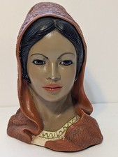 Vtg Marwal Ind Inc Chalkware Spanish Mexican Dancer Woman Bust Statue 1960s RARE picture