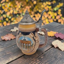 vintage Gerz German Lidded Beer Stein Berlin Bradenburger Tor Octoberfest  picture