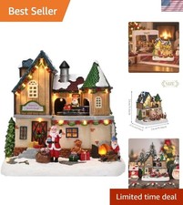 Lighted Christmas Village - Santa's Workshop Resin Figurine, 10-Inch Delight picture