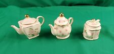 Partylite Retired Mini Teapot Shaped Tea Light Candle,Name Card Holders Set of 3 picture