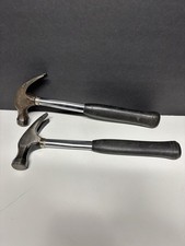 Set (2) Vntg Stanley Steel Master ST 1 1/2 16oz Straight & Curved Claw Hammers picture