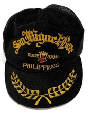 Vintage San Miguel Beer Philippines Black Gold Trucker Velvet Hat Cap VTG 80s picture