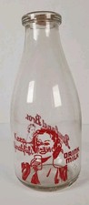 1940s Rowland Bros Pocatello Idaho Red Pyro Milk Bottle 1 Qt Duraglas Dairy Cap picture