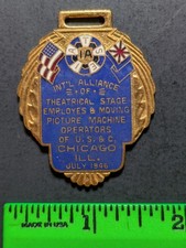 Vintage 1946 Theater Stage Moving Picture Operators Metal Fob picture