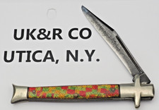 Antique 1920's UK&R CO UTICA NY Crossguard Jack Knife - Amazing Colorful Handles picture