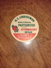 Never Used H T CHRISTMAN STRAWBERRY MILK CAP POG Middletown PA picture