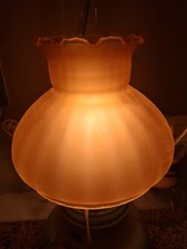 Vintage Amber Frosted Crimp Rim GWTW Style Oil Lamp  Shade picture