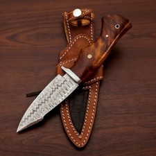 Custom Handmade Damascus Steel Bowie Hunting Knife Rose Wood Handle W/ Sheaths picture
