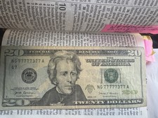 2017 $20 Dollar Rare Serial Number 77777377 picture