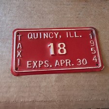 Vintage 1954 Quincy Illinois Taxi No. 18 Plate License picture