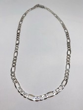 18” 18g 925 STERLING SILVER MADE IN ITALY FIGARO LINK CHAIN NECKLACE STAMPED picture