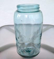 ​Vintage Aqua Blue Ball Triple L Mason Jar Quart Size Dropped A Script 1896-1910 picture