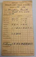 Vintage 1944 Wolfe City High School Report Card Texas Tx picture