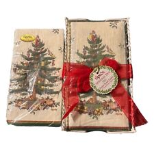 NOS Spode Christmas Tree Guest Towel  Caddy w 48 Guest / Dinner Napkins picture