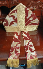 Beautiful Burgundy and Gold Bishop's Mitre Vestment picture