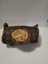 Antique German Carved Stag Antler Snuff Trinket Box Relief Portrait Black Forest picture
