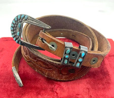 VTG ROBERT EUSTANCE RANGER SET BELT BUCKLE ZUNI NATIVE AMERICAN TURQUOIS picture