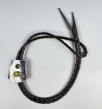 Navajo Silver Peridot Bolo Tie Unique Geometric Design Vintage 38” 33g picture