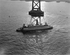 Ferryboat Sailing Past A Pier Tower - And This San Francisco Ba 1935 Old Photo picture