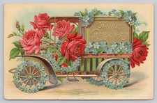 1911 Embossed Floral Car Postcard 