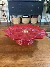 Princess House Poinsettia Cake Stand/serving Platter  #2199 New With Out Box picture